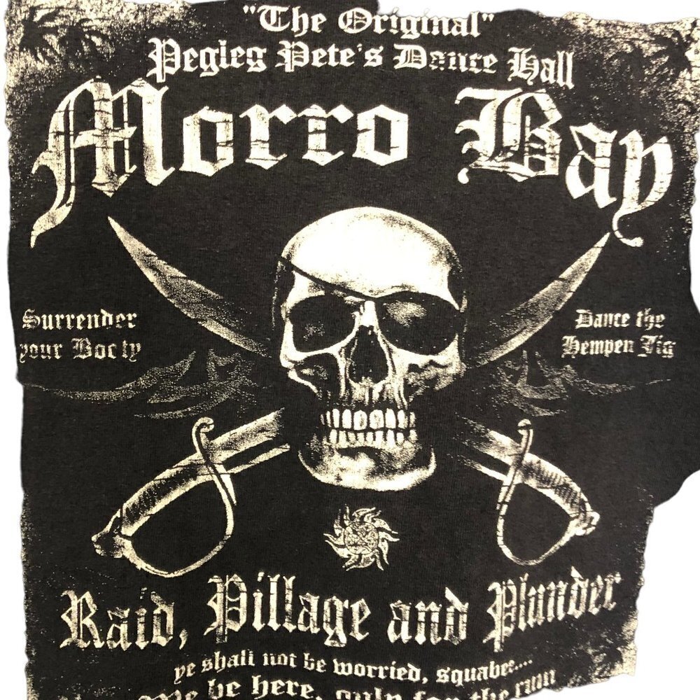 Vintage Peg Leg Pete Tank Skull Cross Swords Raid Pillage Plunder Size L Black